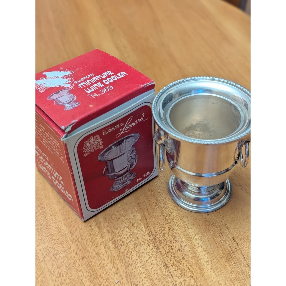 Silverplate by Leonard Miniature Wine Cooler Toothpick Holder with /Box Vintage